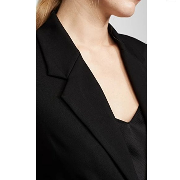 L'AGENCE Solid One Button Notch Lapel Ponte Blazer, Black, size 2 - Picture 6 of 16